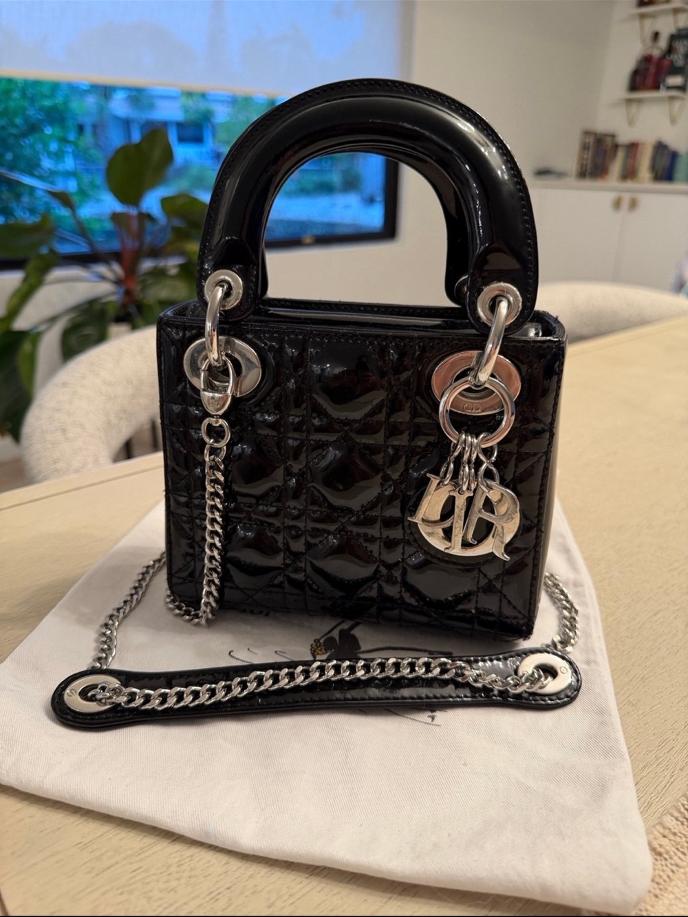 Black Patent Tote with Silver Hardware